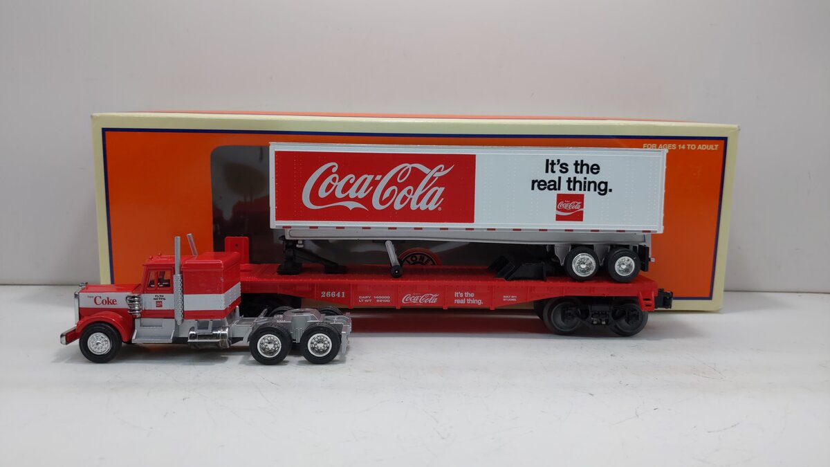 Lionel 6-26641 O Gauge Coca-Cola Flat w/Tractor Trailer