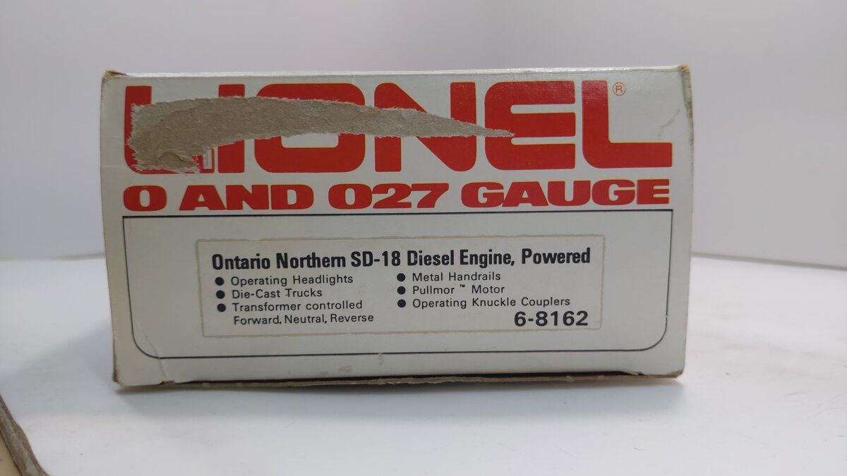 Lionel 6-8162 O Gauge Ontario Northland SD18 Powered Diesel Locomotive LN/Box