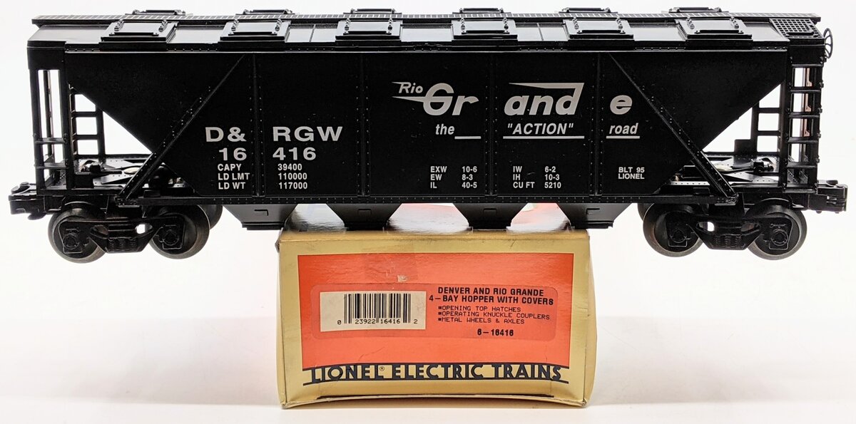 Lionel 6-16416 O Gauge Denver & Rio Grande 4-Bay Hopper with Cover