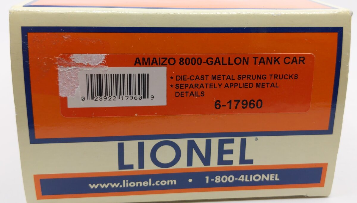 Lionel 6-17960 O Gauge Amaizo 8000 Gallon Single Dome Tank Car #15440