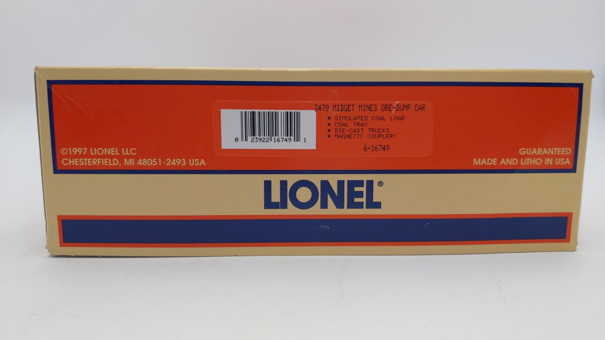 Lionel 6-16749 O Gauge Midget Mines Operating Ore Dump Car #3479