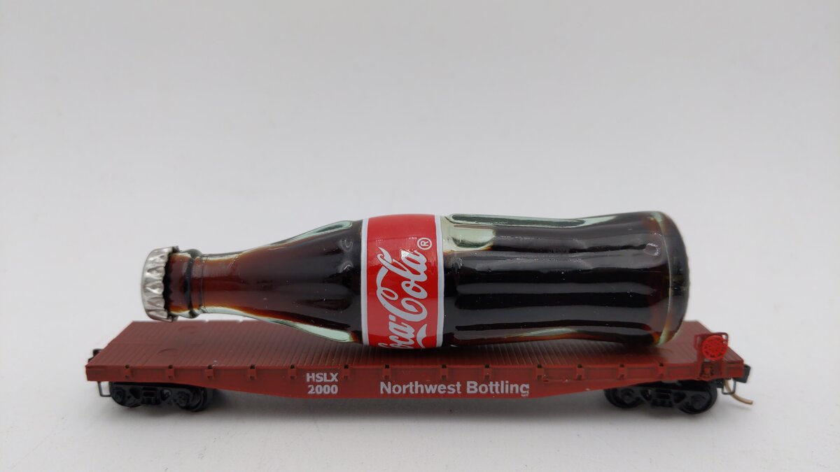 N Scale HSLX Northwest Bottling Flat Car w/ Coca-Cola Bottle #2000 LN/Box