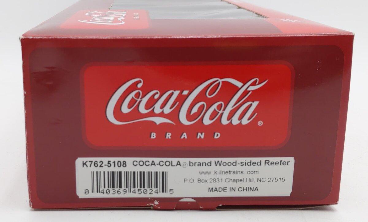 K-Line K762-5108 O Gauge Coca-Cola Woodsided Refrigerator Car #5108 LN/Box