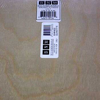 Bud Nosen Models 6237 1/16" x 6" x 12" 3-ply Birch Plywood (Pack of 6)
