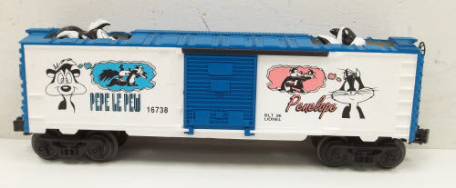 Lionel 6-16738 O Warner Bros Pepe Le Pew & Penelope Operating Boxcar