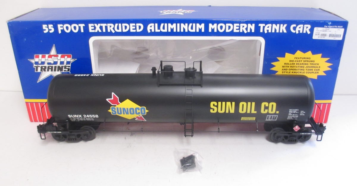 USA Trains 15165 Sunoco Tank Car with Extruded Aluminum Body - Metal Wheels