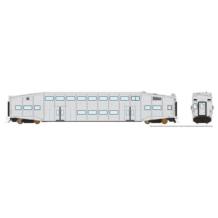 Rapido Trains 146097 HO Undecorated Series II Bi-Level Commuter Car