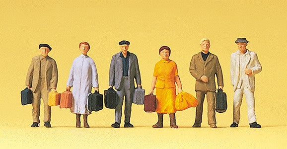 Preiser 14019 HO Travelers with Luggage Figures (Set of 6)