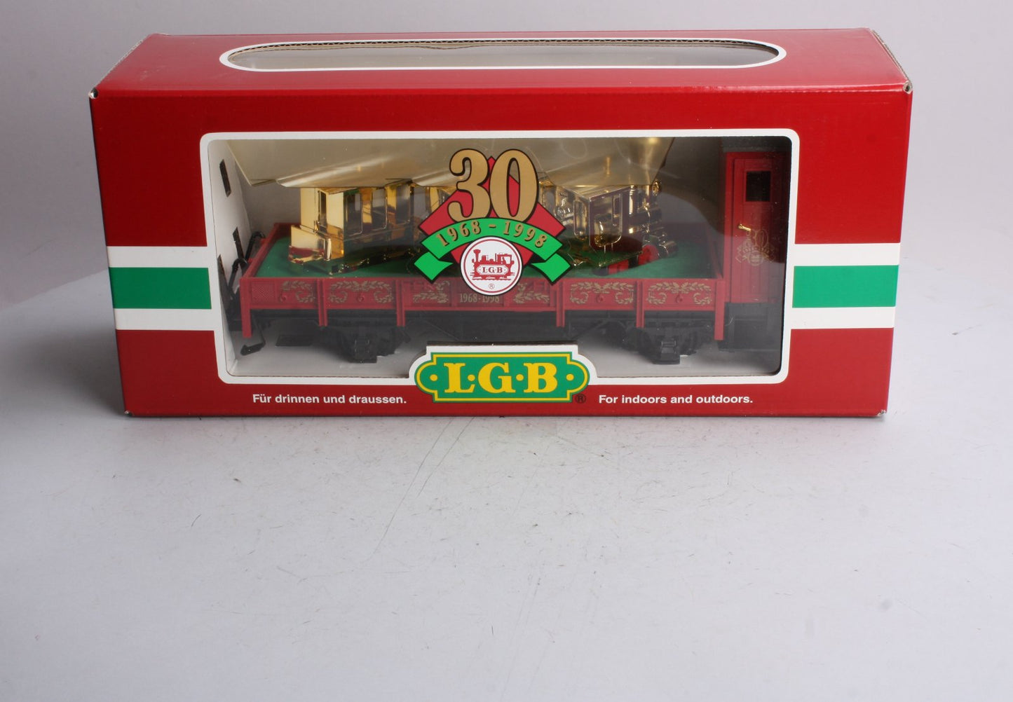 LGB 41124 G Scale 30th Anniversary Flatcar with Gold Train Set