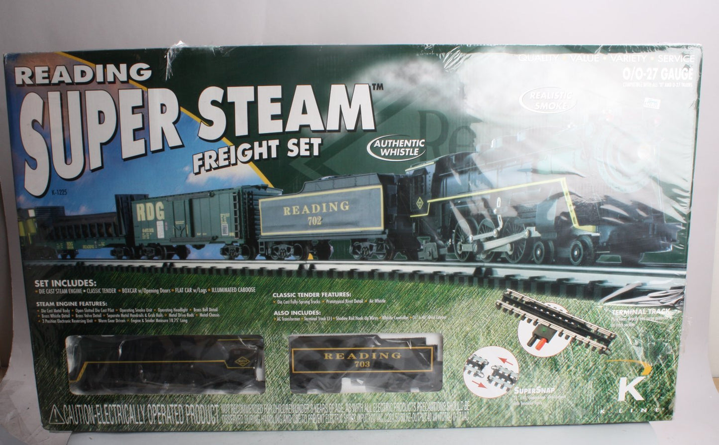 K-Line K1225 Reading Super O Gauge Steam Freight Train Set