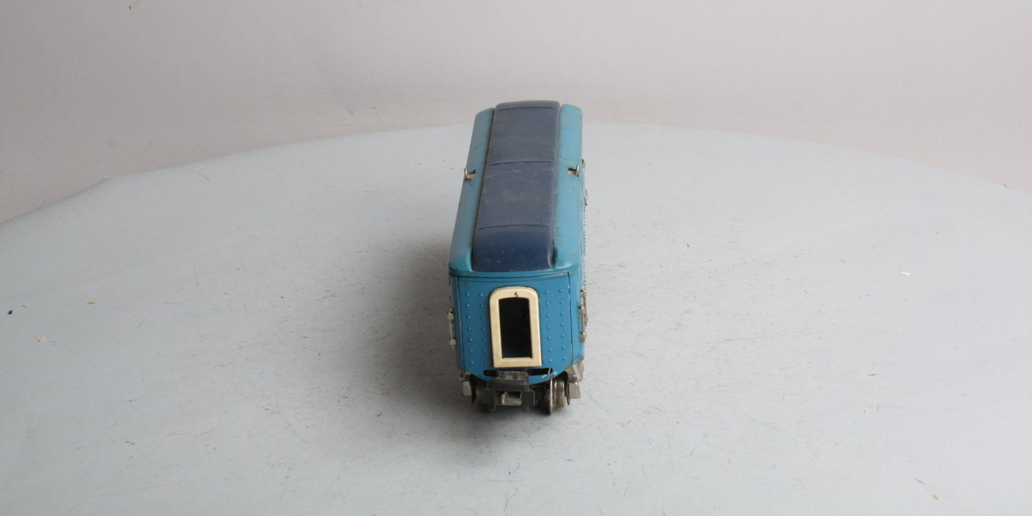 Lionel 2614  Vintage O Prewar Blue Comet Two-Tone Blue Tinplate Observation Car