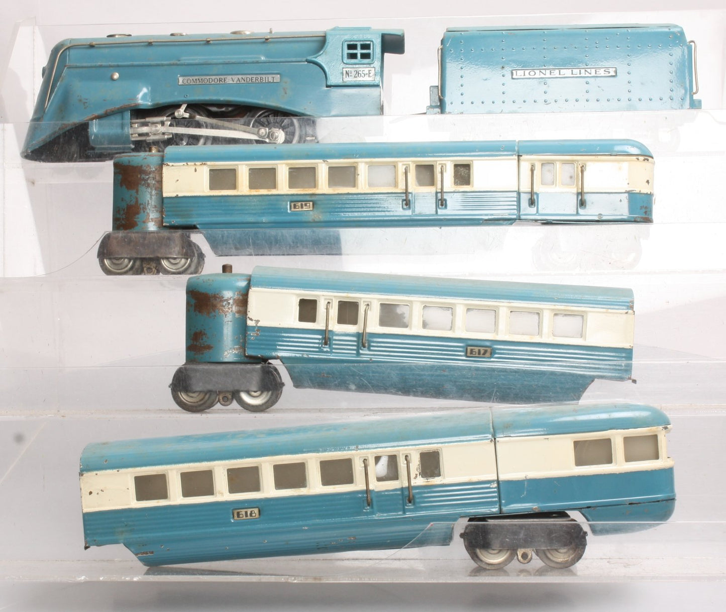 Lionel 265 Vintage O Prewar Blue Streak Set w/ 265E 265W 617 618 619