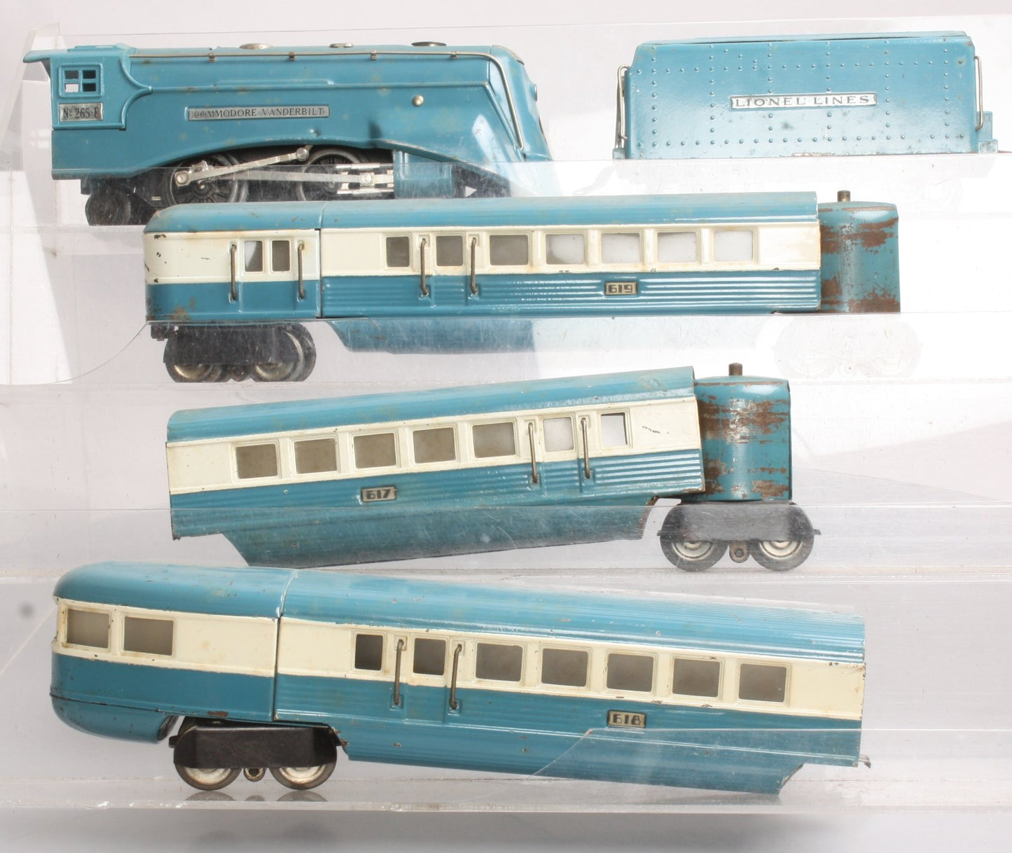 Lionel 265 Vintage O Prewar Blue Streak Set w/ 265E 265W 617 618 619