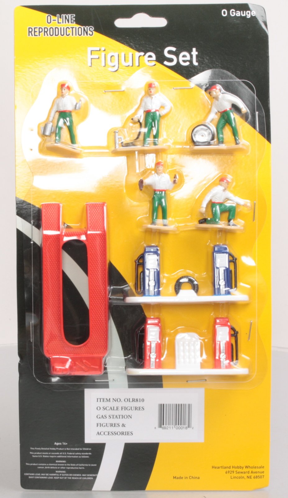 O-Line 810 Gas Station Pumps, Auto Lift, & Figures Accessory Set (Set of 8)