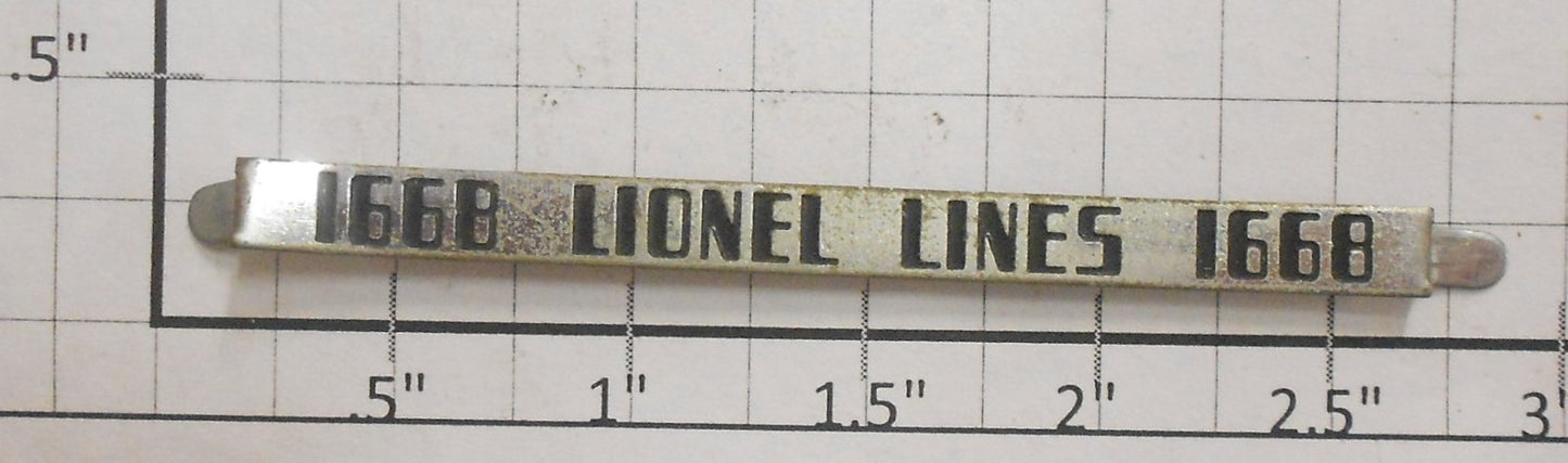 Lionel 1668-12 Lionel Lines 1668 Large Font Side Nameplate