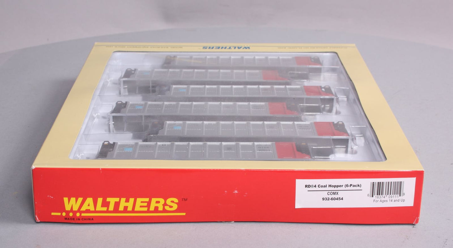 Walthers 932-60454 HO Scale COMX RD4 Coal Hopper (Pack of 6)