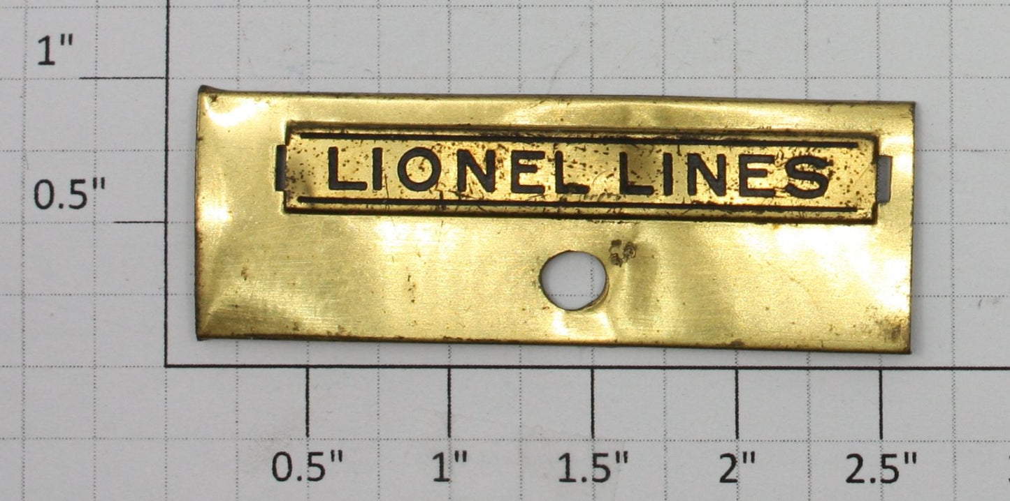 Lionel 817-1BX Brass Lionel Lines side nameplate Only