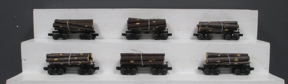 MTH 20-90595 O Western Maryland Skeleton Flat Car Set w/Log Load (Set of 6)