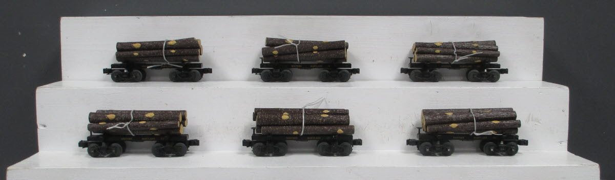 MTH 20-90595 O Western Maryland Skeleton Flat Car Set w/Log Load (Set of 6)