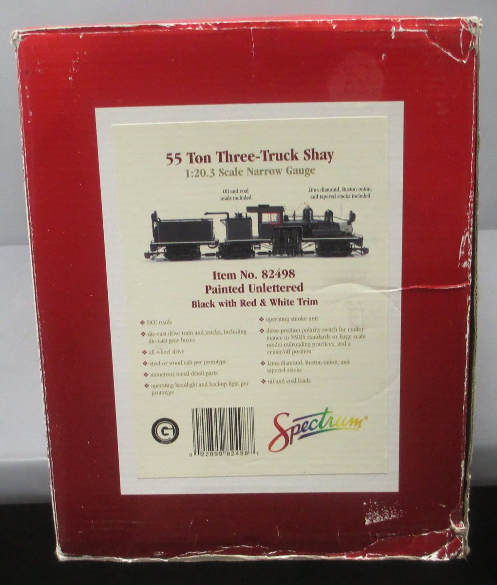 Bachmann 82498 G Scale 1:20.3 Scale Undecorated 3-Truck Shay