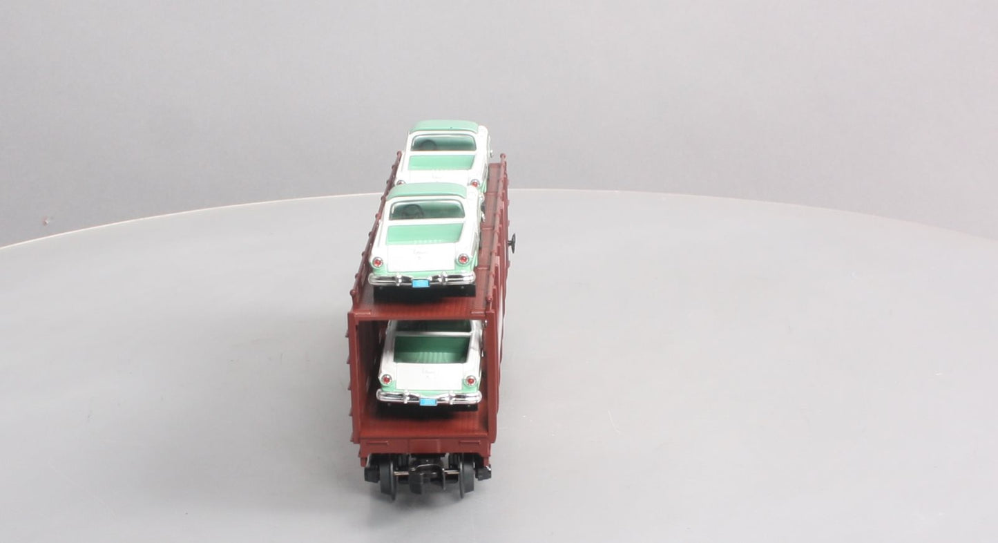 MTH 30-76817 O Scale Monon Auto Carrier Flatcar w/ 4 57' Ford Rancheros