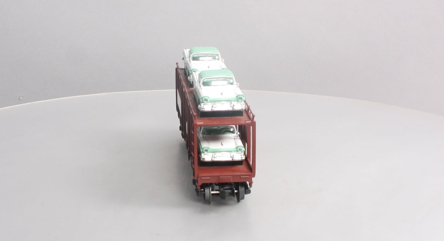 MTH 30-76817 O Scale Monon Auto Carrier Flatcar w/ 4 57' Ford Rancheros