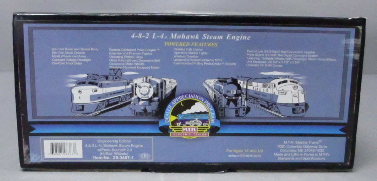 MTH 20-3407-1 O NYC Engineering Edition Pilot 4-8-2 L-4a Mohawk Steam Loco w/PS2