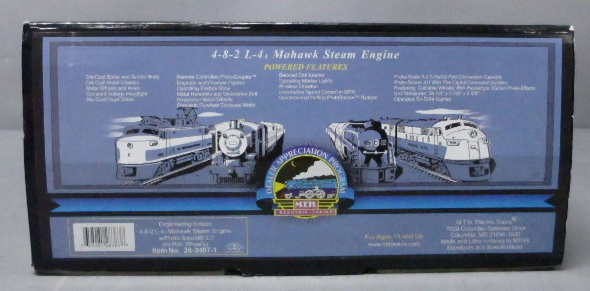 MTH 20-3407-1 O NYC Engineering Edition Pilot 4-8-2 L-4a Mohawk Steam Loco w/PS2