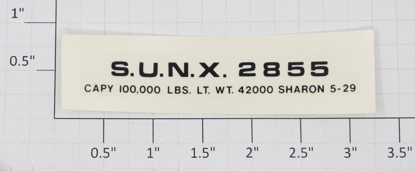 Lionel 2855-10 Black Lettering S.U.N.X. Water Soluble Decal