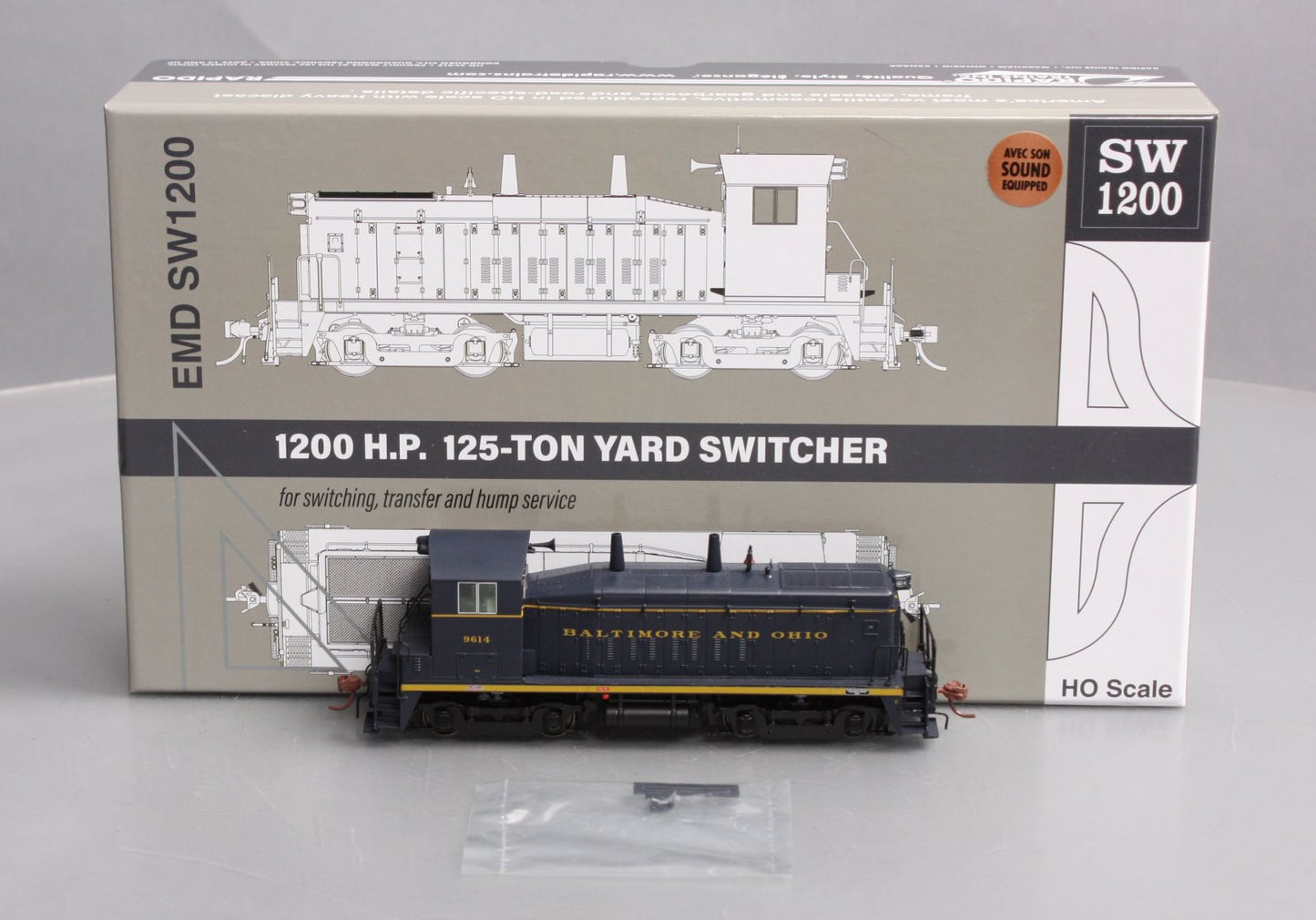 Rapido Trains 27501 HO Scale B&O SW1200 Diesel Locomotive w/ DC/DCC/Sound #9614