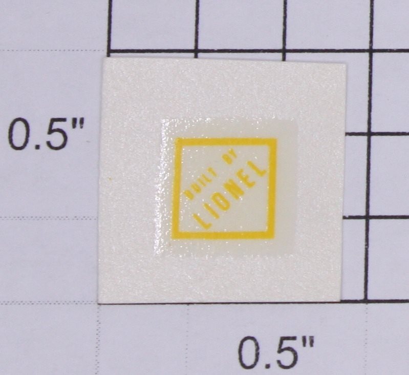 Lionel 2023-14 Yellow "Built by Lionel" Water Soluble Decal