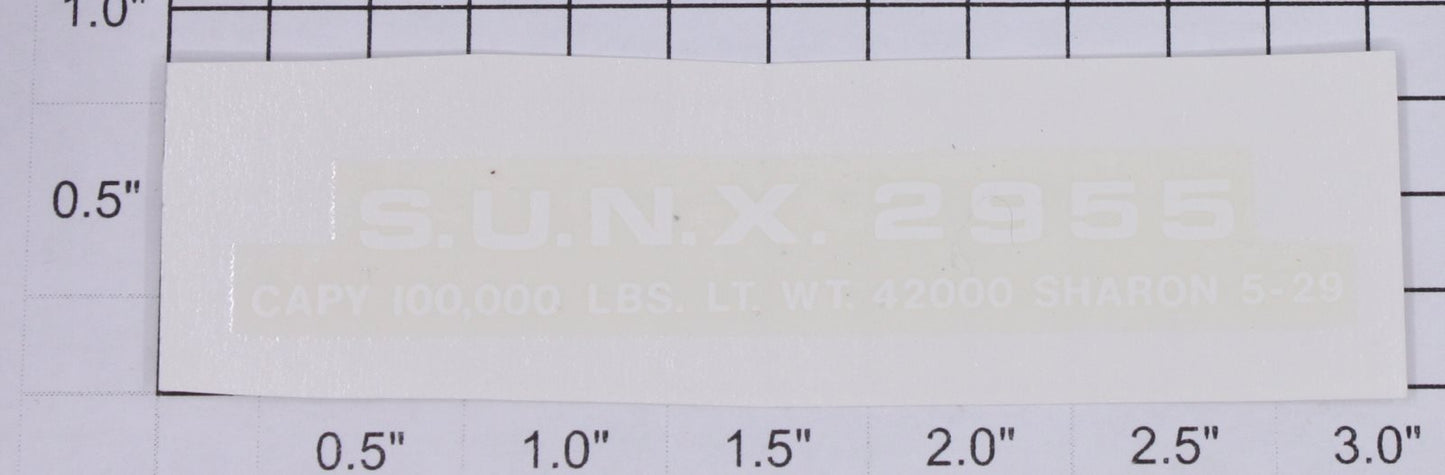 Lionel 2955-10 White Lettering S.U.N.X #2955 Water Soluble Decal