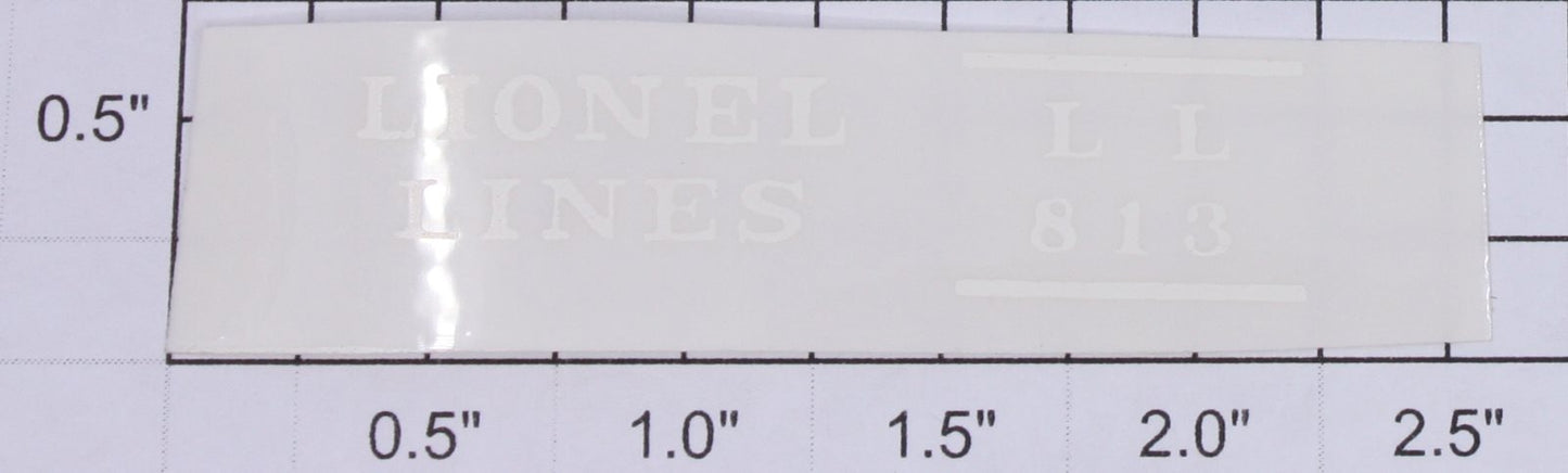 Lionel 813-10 White Lettering "Lionel Lines" and "L.L. 813" Sticker Decal