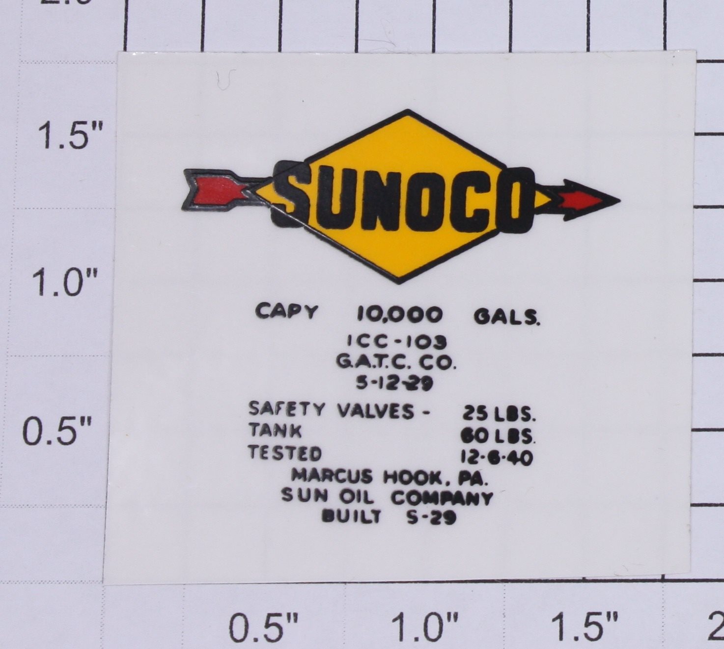 Lionel 654-10 Black Lettering Sunoco Sticker Decal-Sunoco Only – Trainz