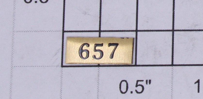 Lionel 657-11 Brass "657" Sticker Name Plate with Adhesive