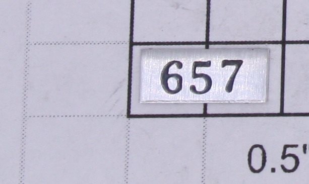 Lionel 657-11 Nickel "657" Sticker Name Plate with Adhesive