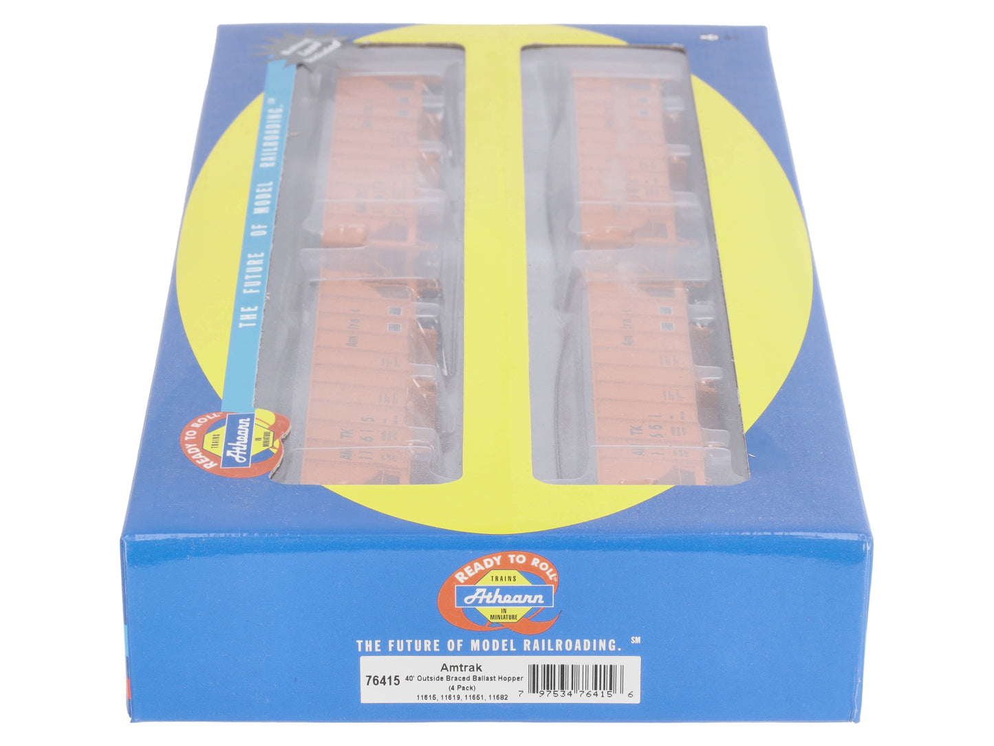 Athearn 76415 120 HO Scale Amtrak 40' Outside Braced Ballast Hoppers 4-Pack