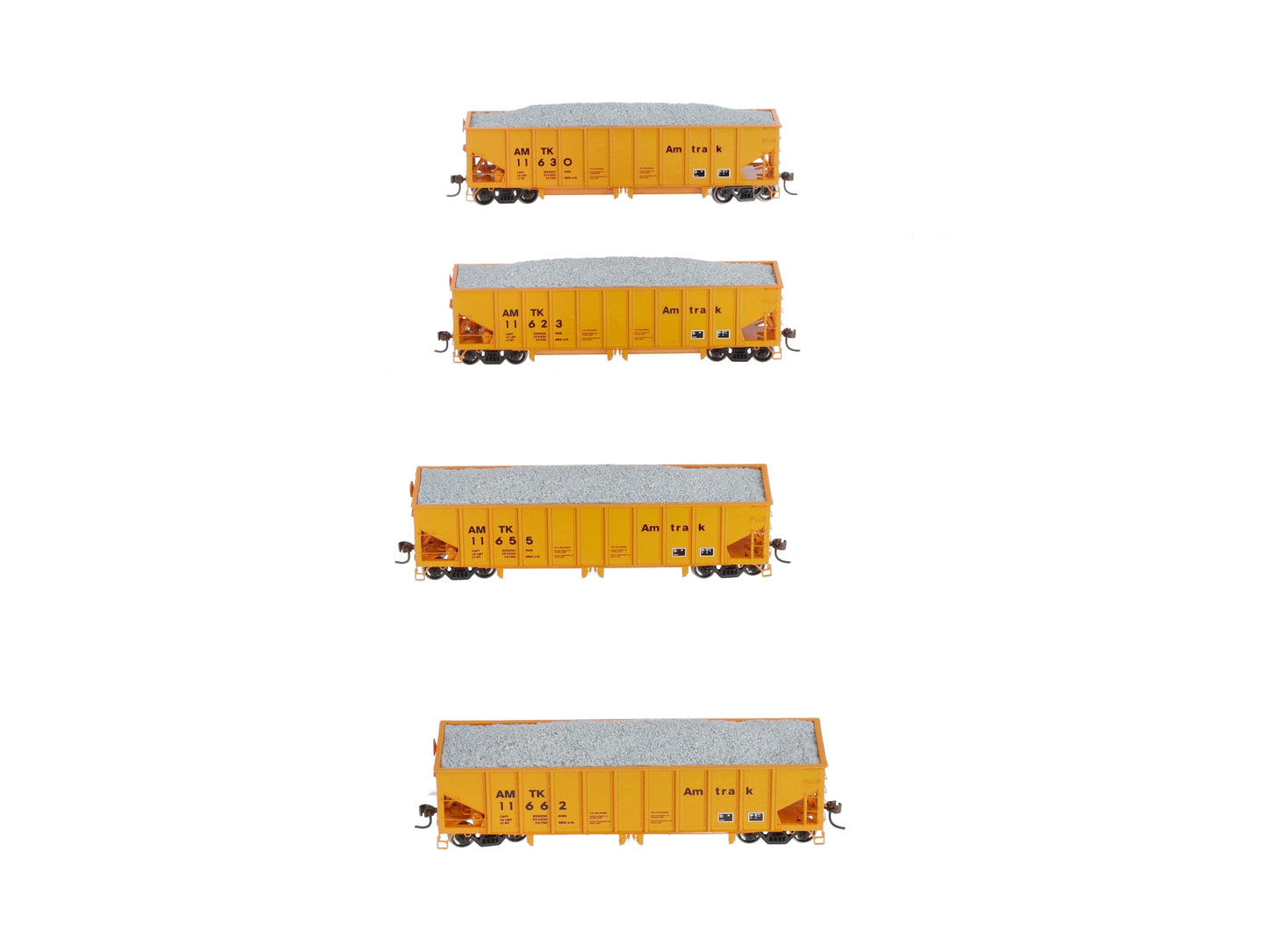 Athearn 76414 HO Scale Amtrak 40' Outside Braced Ballast Hoppers 4-Pack