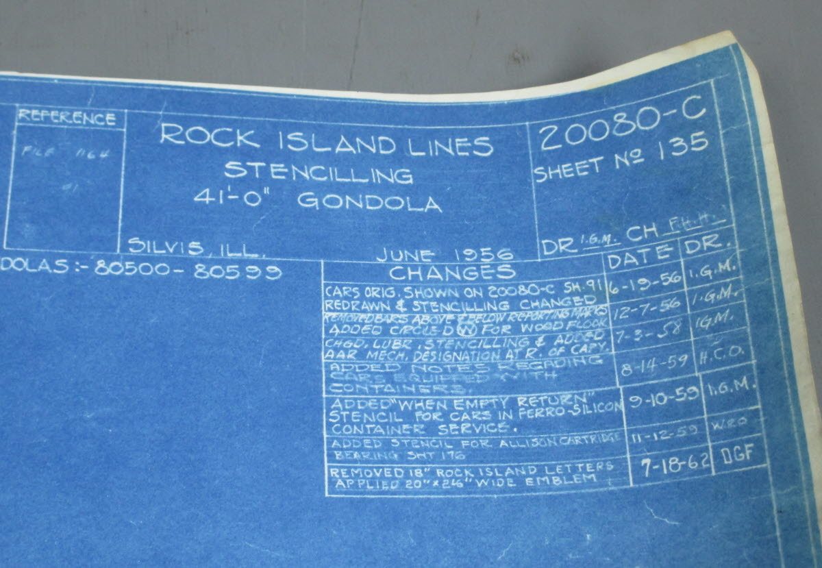 1962 Rock Island Lines Stenciling 41'-0" Gondola Blueprint VG