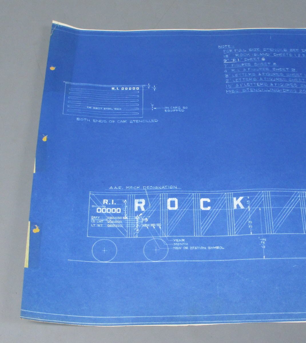 1958 Rock Island Lines 70 Ton Gondola Blueprint EX