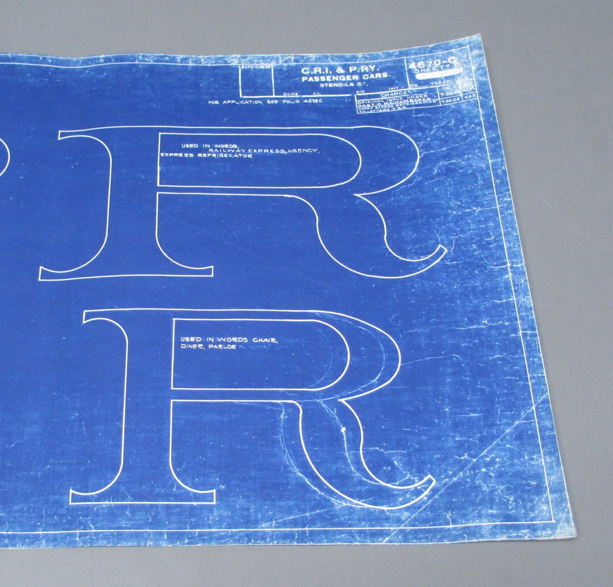 1928 Rock Island Lines Passenger Cars Stencils 5' Blueprint VG