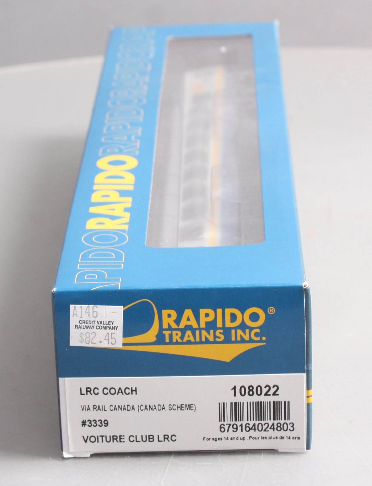 Rapido Trains 108022 HO VIA Rail Canada Streamlined LRC Coach #3339