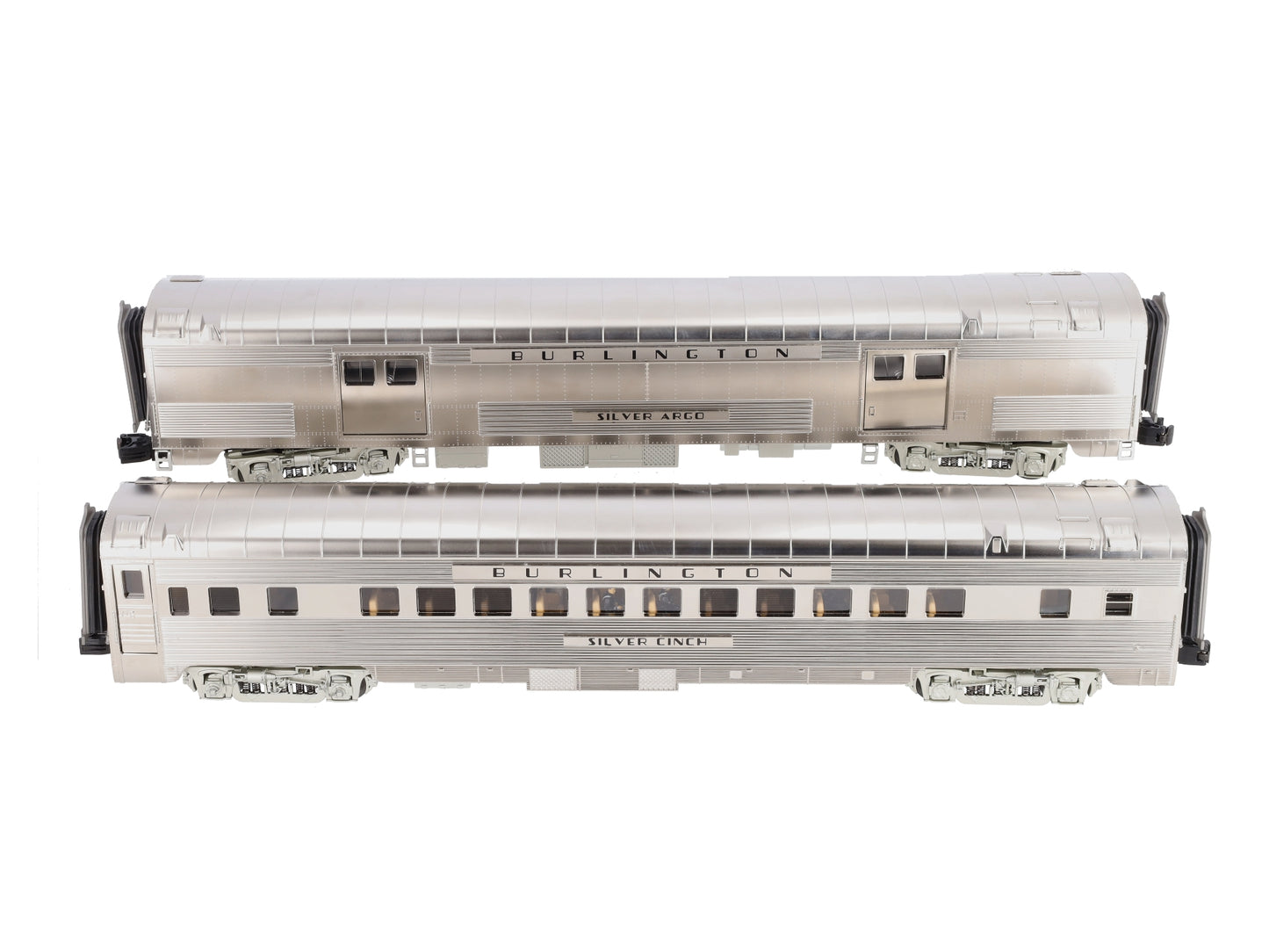 MTH 20-69133 O Burlington 70’ Streamlined Baggage/Coach Passenger Set (Set of 2)