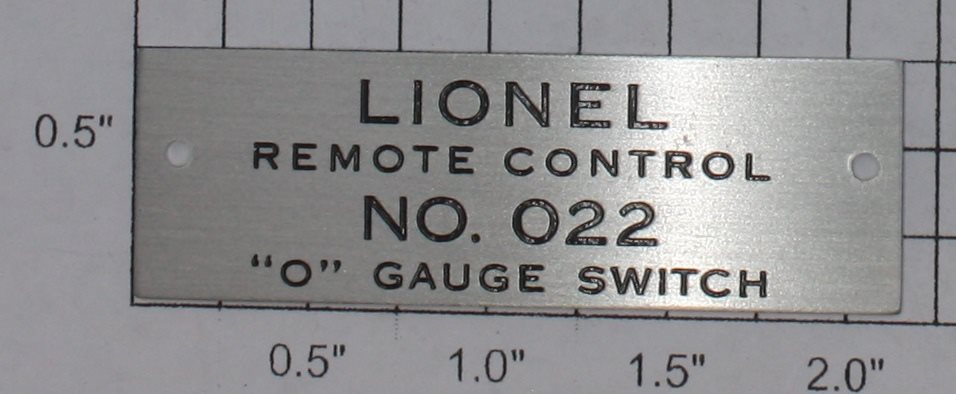 Lionel O22-34 O22 Track Switch Nameplate