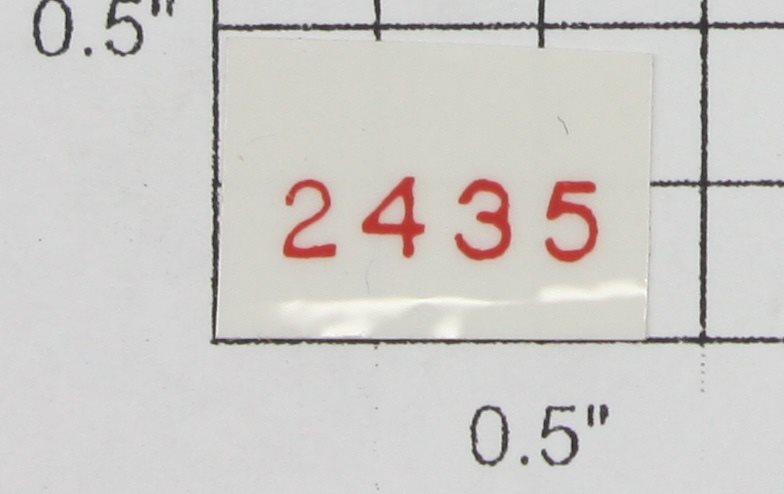 Lionel 2435-1 Red Lettering "2435" Elizabeth Lionel Lines Sticker Decal