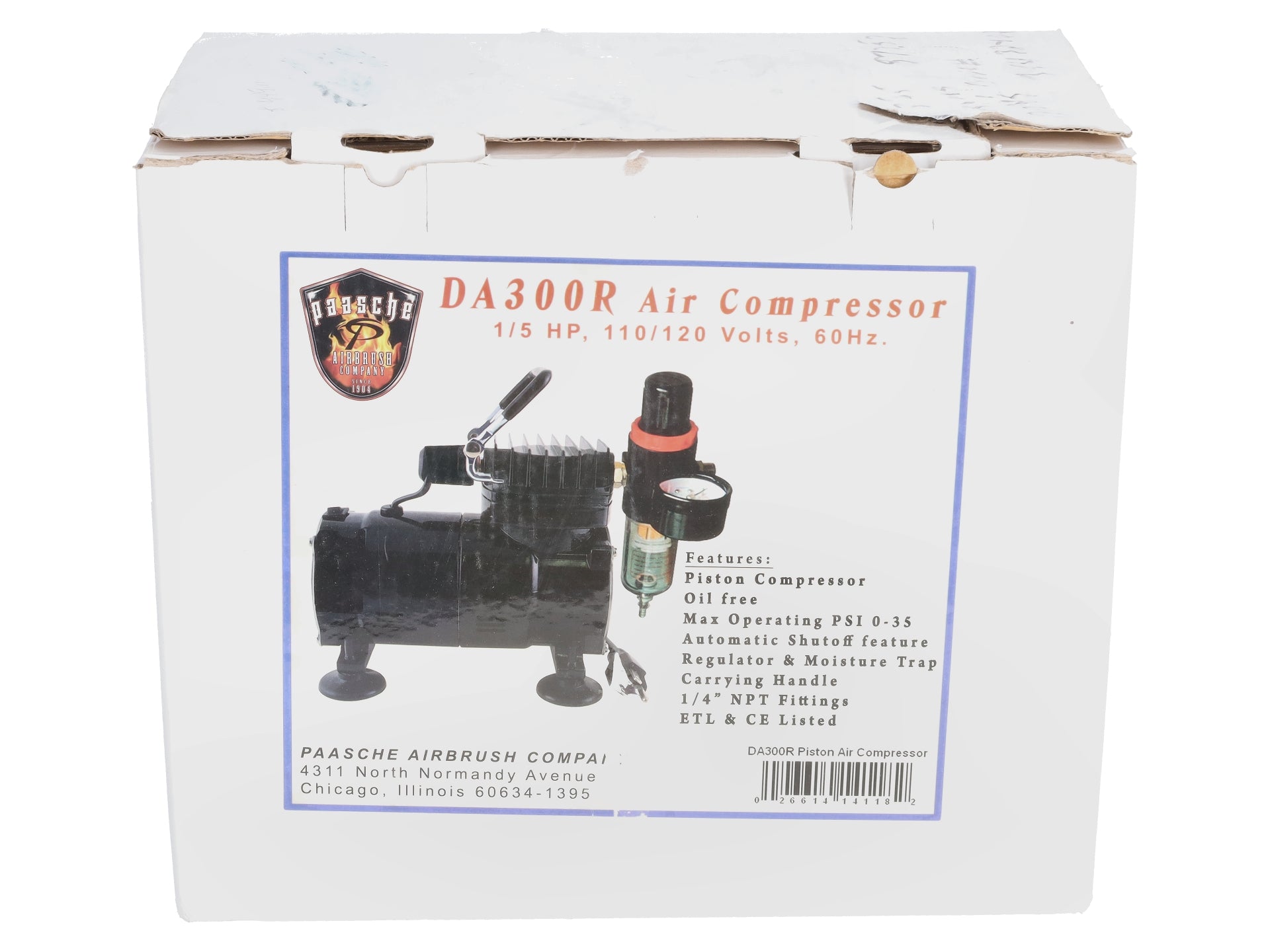Paasche DA300R 1/5 HP Oilless Compressor w/ Regulator & Auto Shutoff