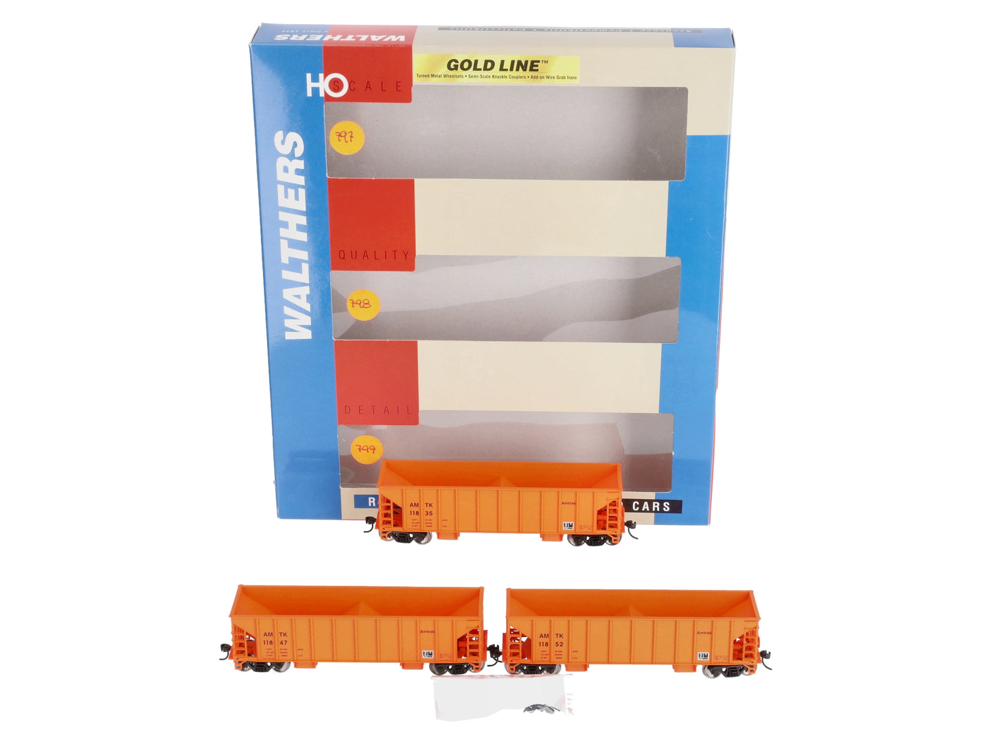 Walthers 932-34228 HO Scale Amtrak Ballast Hopper Cars (Set of 3)