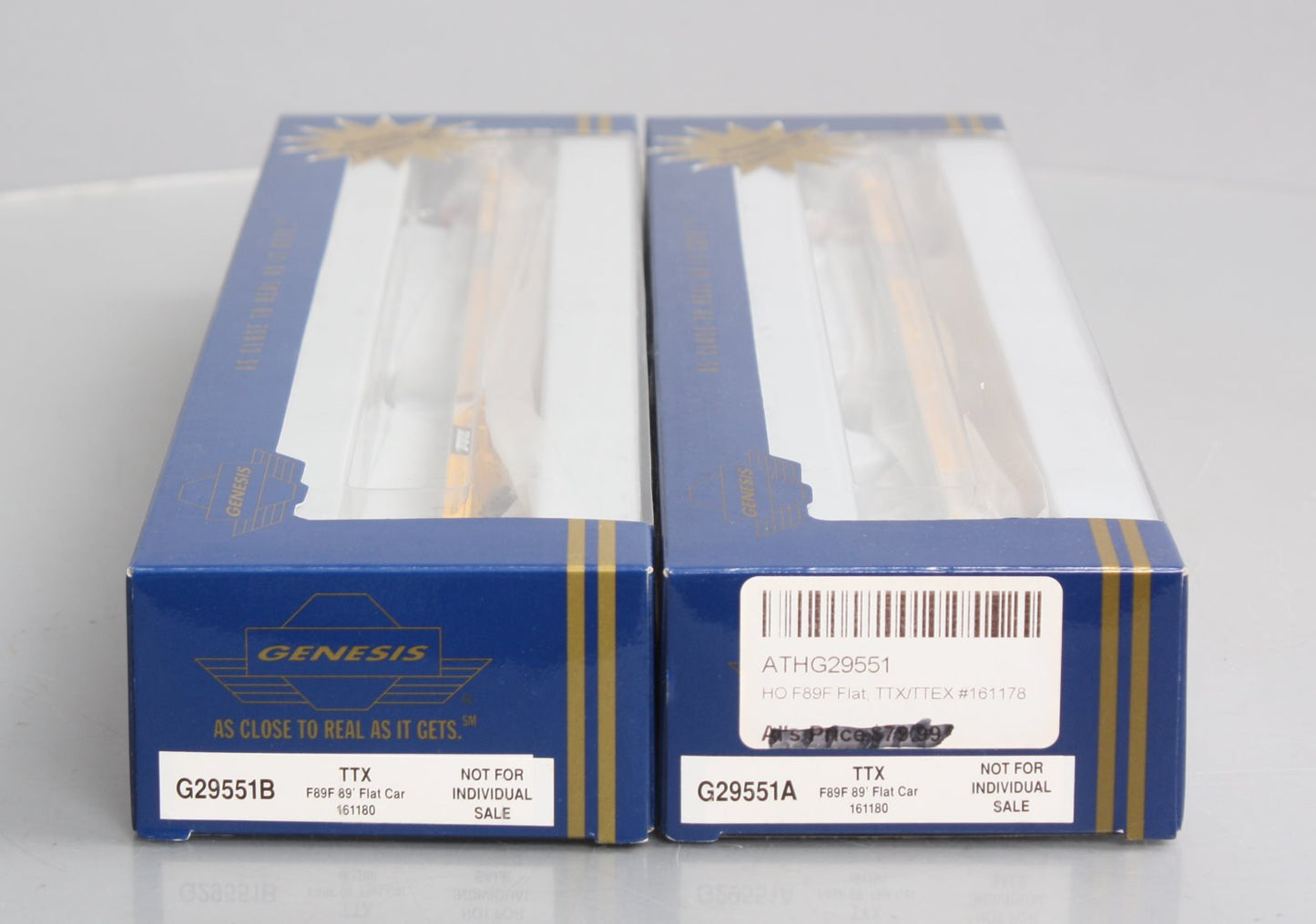 Athearn G29551 HO Scale TTX/TTEX F89F 89' Flat Cars #161180 (Set of 2)