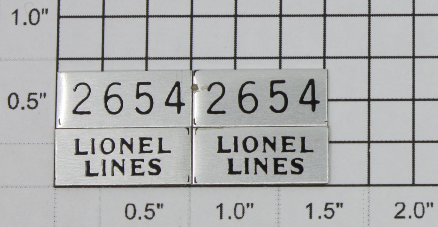 Lionel 2654-5 Lionel Lines #2654 Adhesive Number and Name Plates (Set of 4)