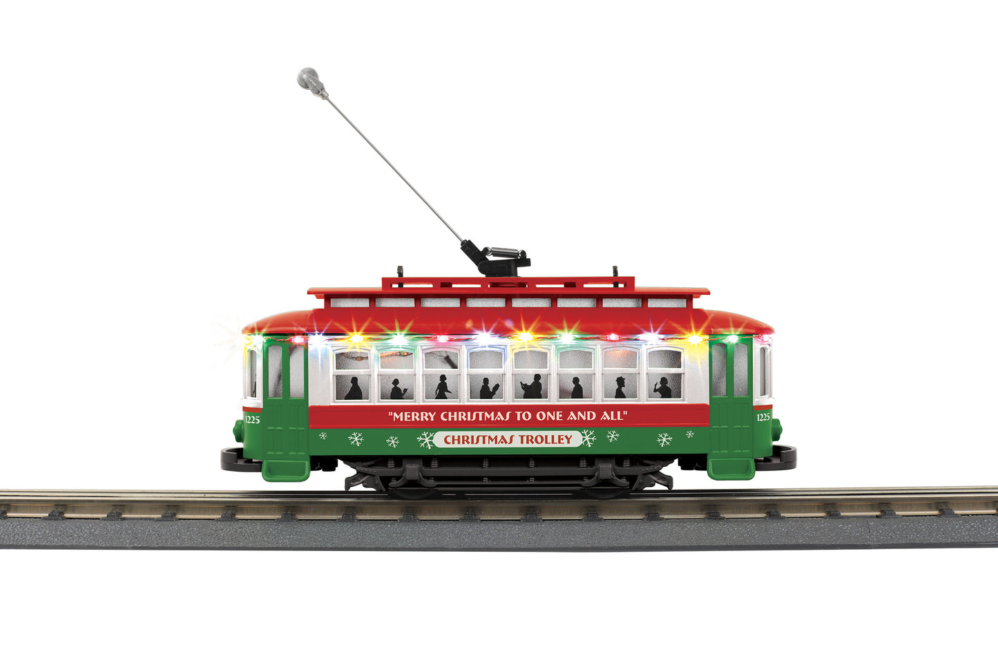 MTH 30-5200 O Christmas RailKing Bump-N-Go Trolley with LED Lights